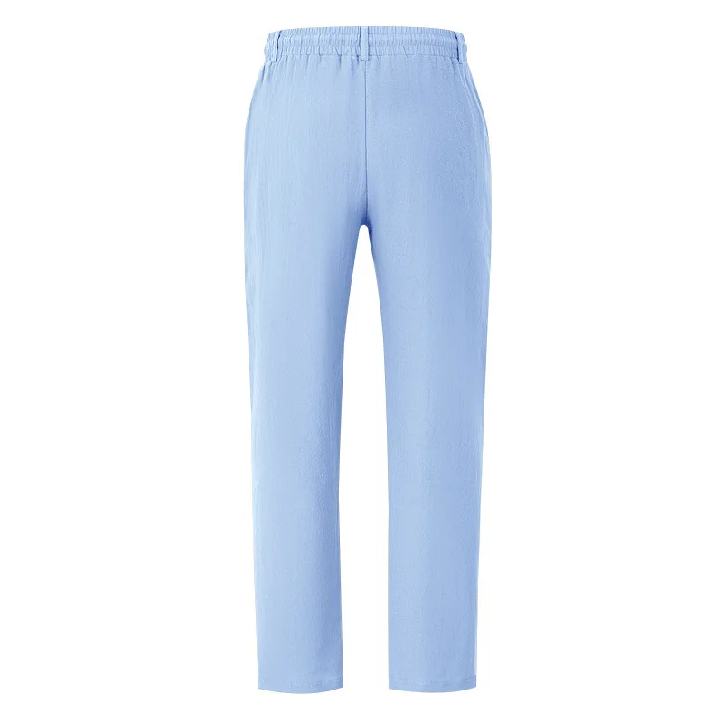 Herren Boho Leinenmischung Weite Hose mit Hoher Taille, Kordelzug, Knopfleiste, Lockerer Passform und Seitentaschen – Detail 36
