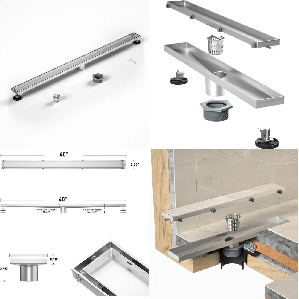 

40 Слив для душа из матовой нержавеющей стали 304 | Быстрый слив | Плитка дружелюбная | Нержавеющая решетка | Ловец волос | Сливный инструмент | Обновление ванной комнаты