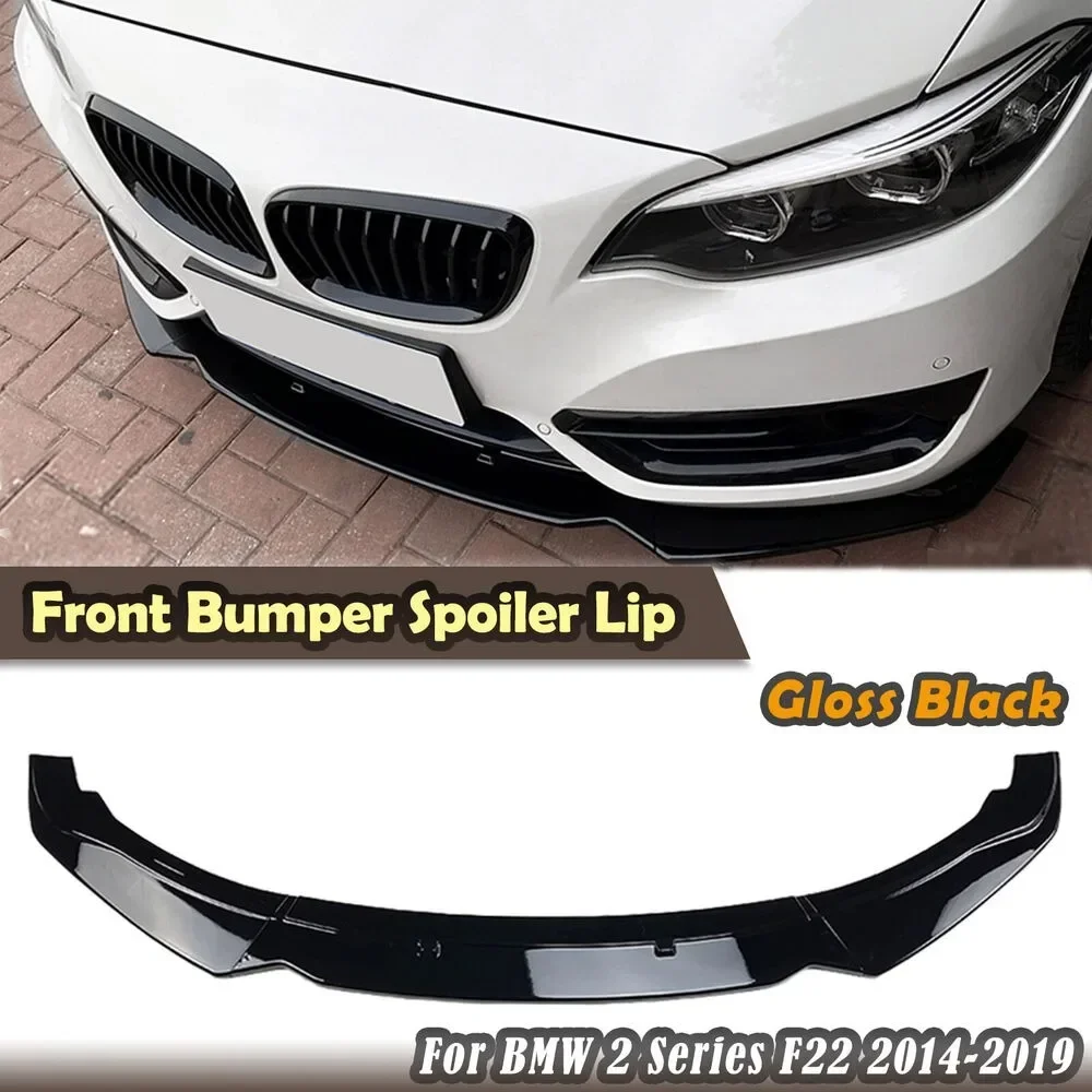 

1Pcs Gloss Black PP Front Bumper Lip Spoiler For BMW 2 Series F22 220i 225i 228i 2014-2019 Front Chin Splitter