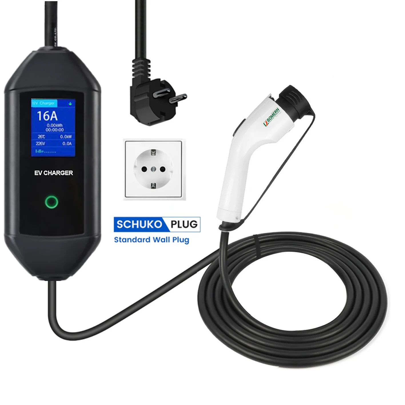 

BOMERN EVSE Home Electric Car Charger 16a Ev Charger Gbt 3.5 Kw For Id4 Portable Ev Charger