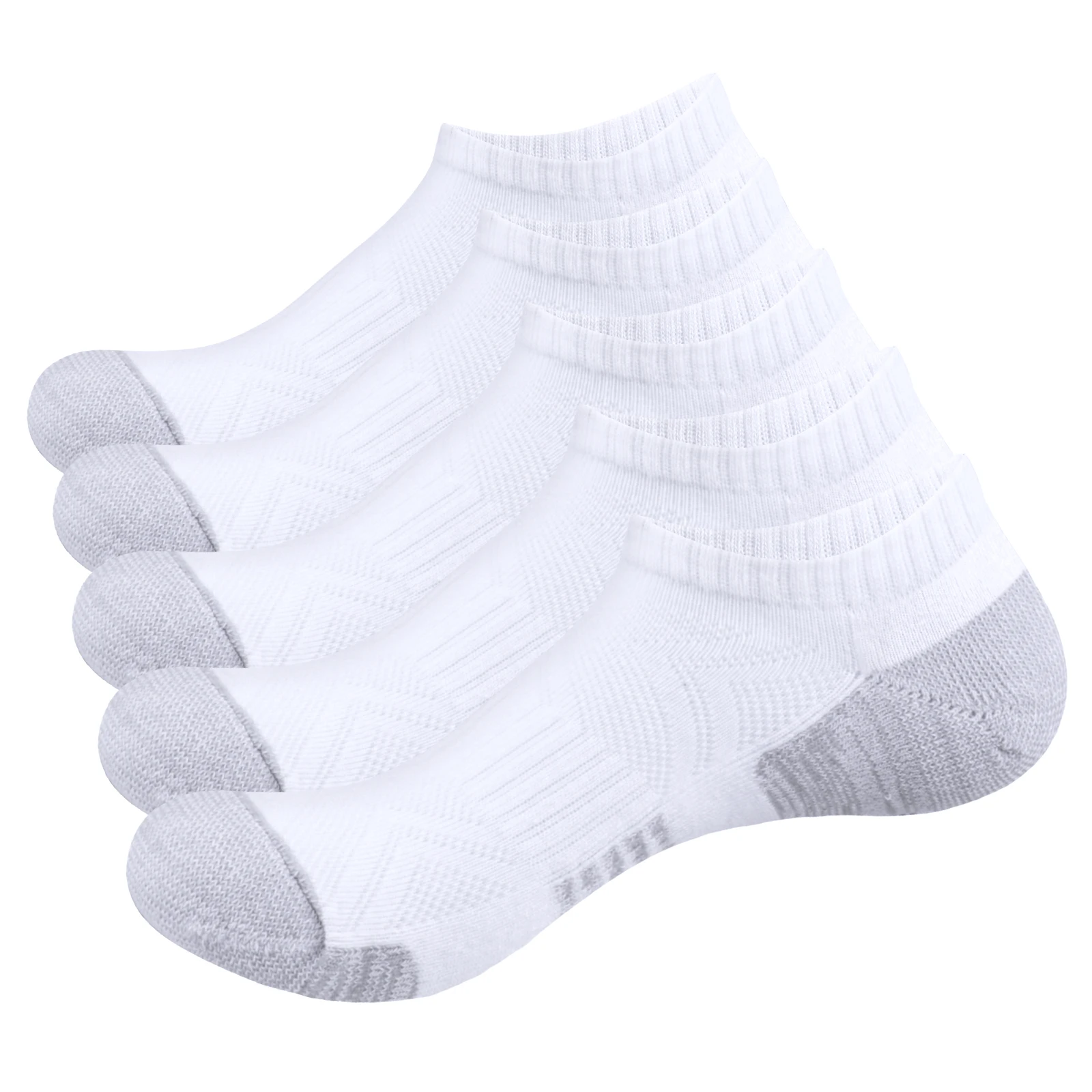 Yuedge Herren Söckchen 5 Paar niedrig geschnittene Baumwolle gepolstert Docht wirkung atmungsaktive sportliche Laufsport socken