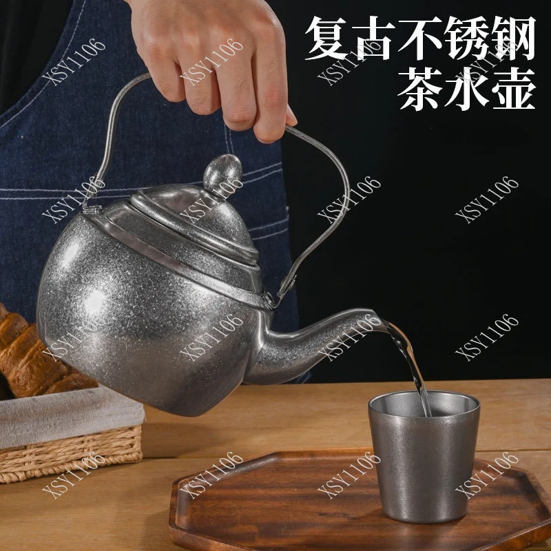 Retro Industrial Style Stainless Steel Gooseneck Kettle for Coffee And Tea Hand Drip Brewing Pot