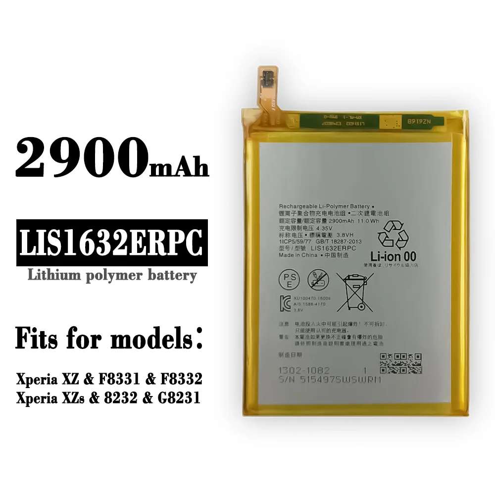 

Высококачественная сменная батарея для Sony XperiaXZ F8331 8232 G8231 LIS1632ERPC, новые встроенные литиевые батареи