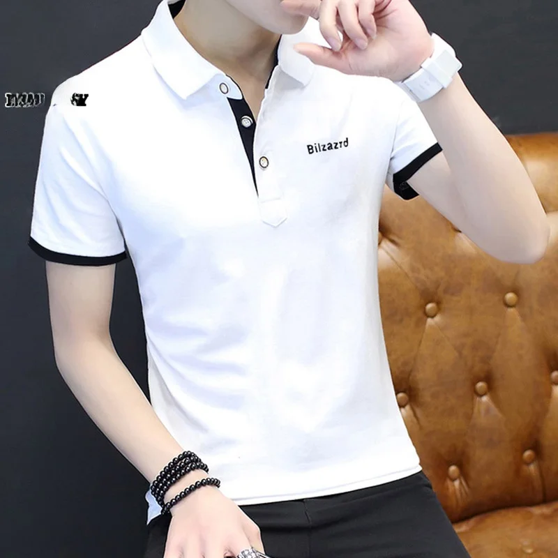 

Мужская повседневная футболка с коротким рукавом, белая, летняя, новая, модная, из смесового хлопка и полиэстера