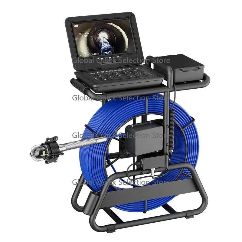 360 Rotating Sewer Pipe Inspection Camera 10″inch Cable Diameter ø7mm 512HZ Transmitter Locator Meter Counter with Keyboard