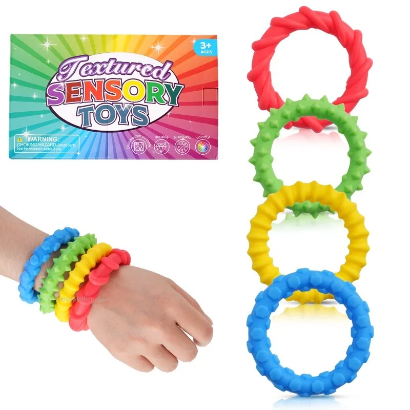 4PCS Bracelet Sensory Fidget Toys for Kids Adults Soft Sensory Decompression Toy Touch Desensitization Training Bracelets New