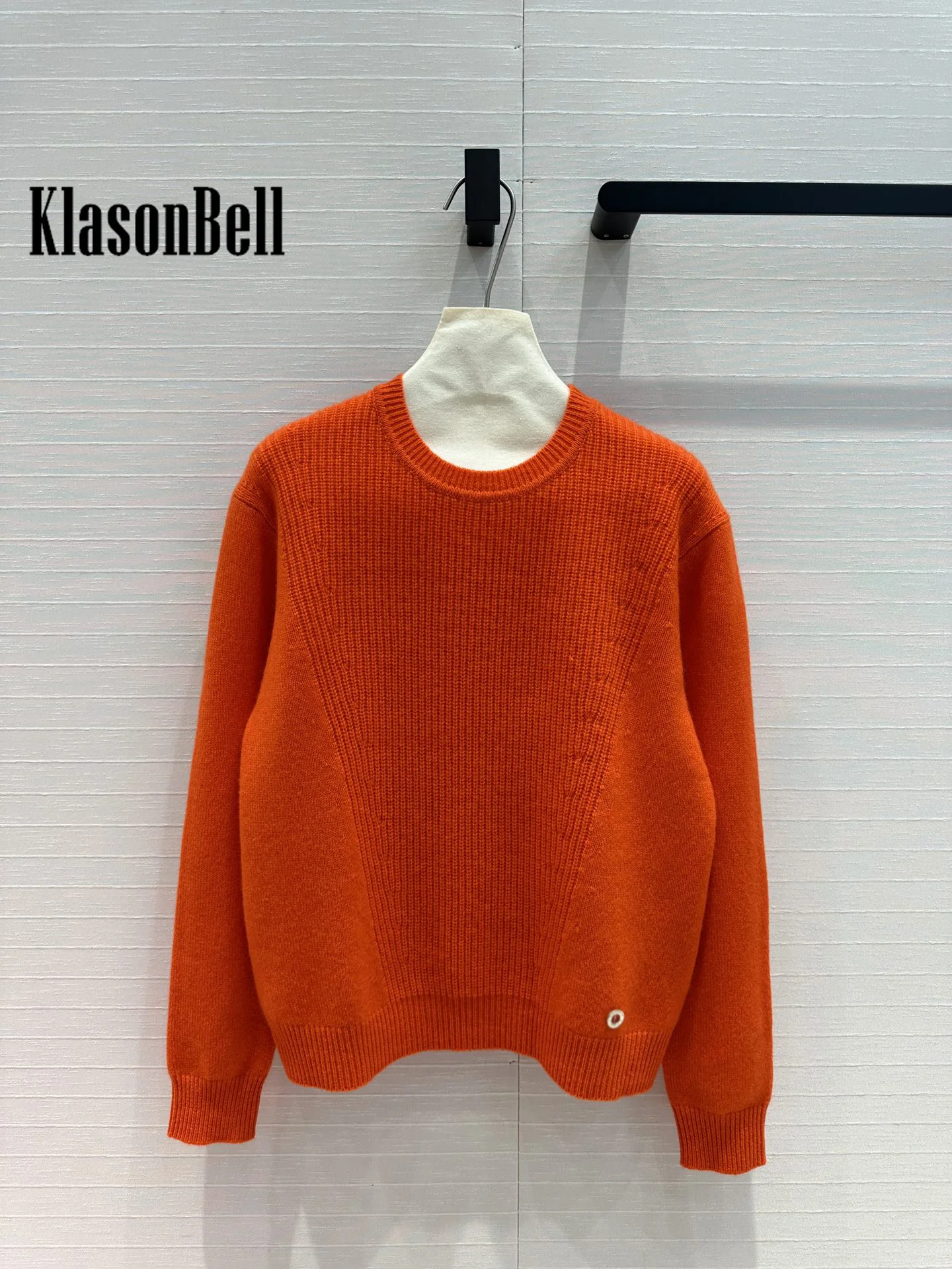 7.15 KlasonBell Women\'s Classic O-Neck Cashmere Long Sleeve Pullover Jumpers Ribbed Simple All-matches Loose Knit Sweater