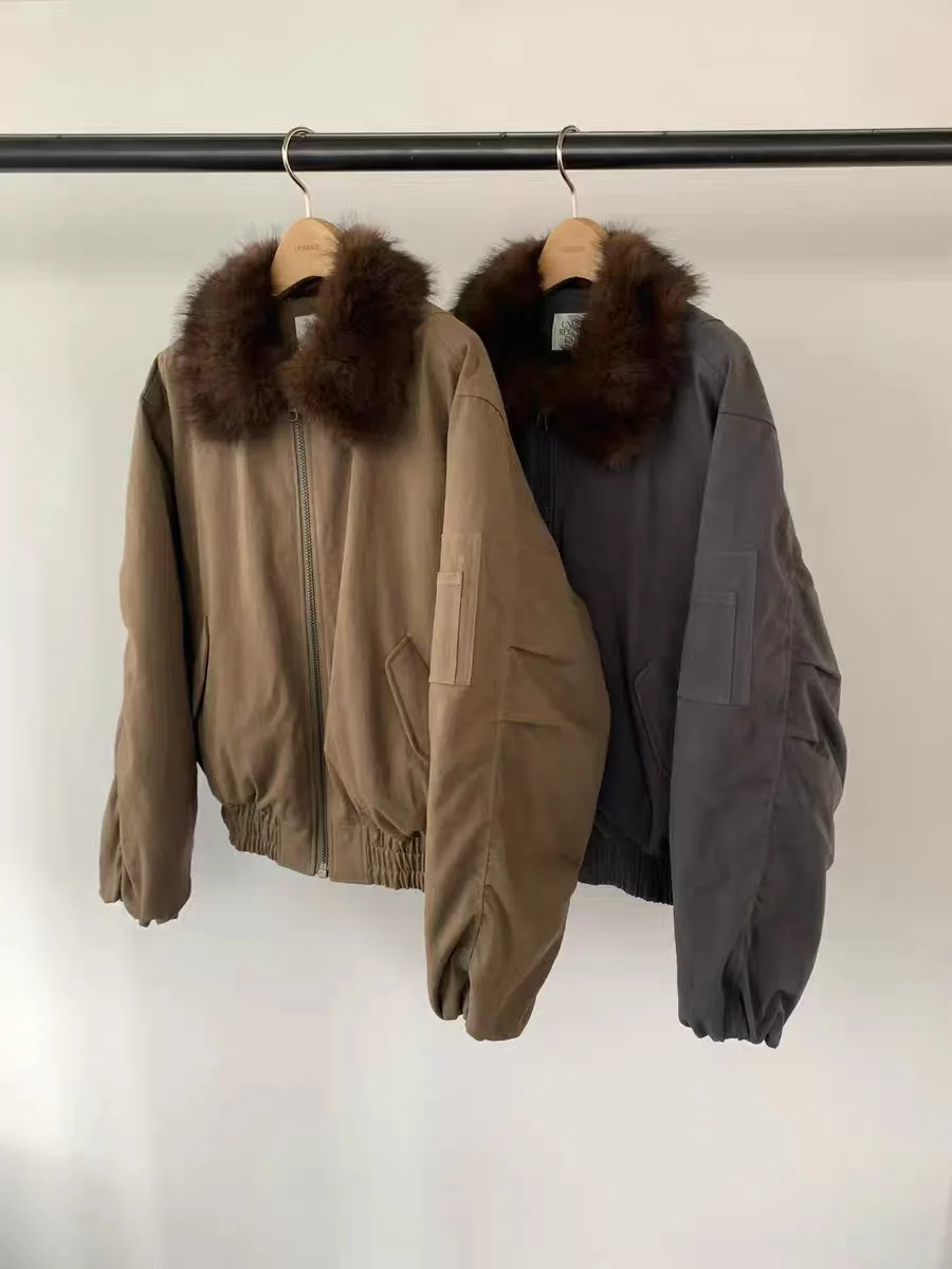   Sle solto feminino para baixo Jaet Thi casaco casual quente gola de pele workwearinspirado Faion aconchegante casacos de inverno