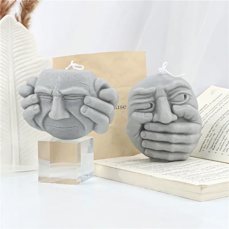 Funny Face Silicone Candle Mold DIY Skull Don't See Say Listen Candle Making Tool Resin Soap Mold Gift Home Decor Craft Supplies