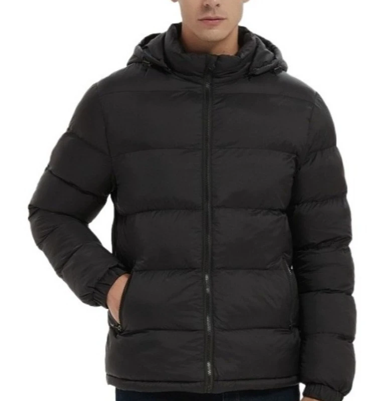 

2025 New Men's Winter Cotton Jacket, Warm Puffer Coat with Removable Hood