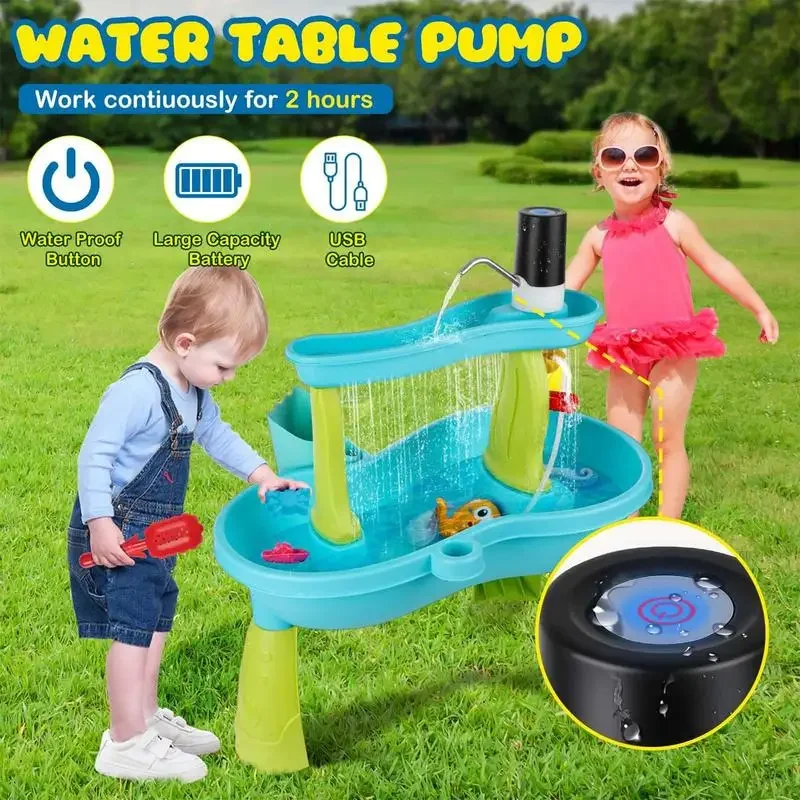 Kids Water Pump Fun Outdoor Water Table Pump for Kids Rechargeable Outdoor Small Toys Cordless Summer Sand Play Accessories