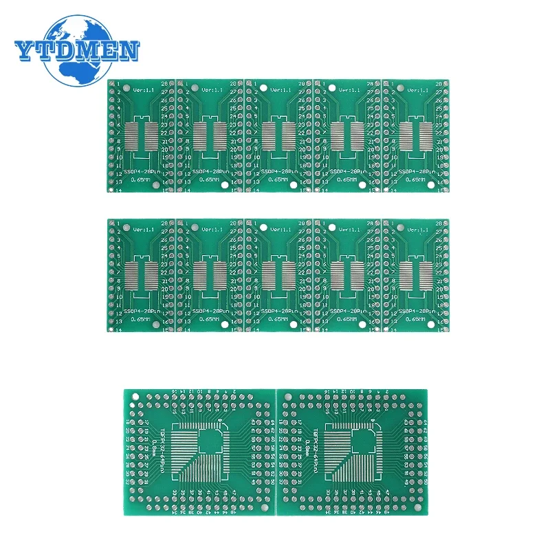 30pcs/lot PCB Board Kit Circuit Board SMD Turn To DIP Adapter Converter Plate FQFP HTQFP QFN48 SOP SSOP TSSOP 8 16 24 28