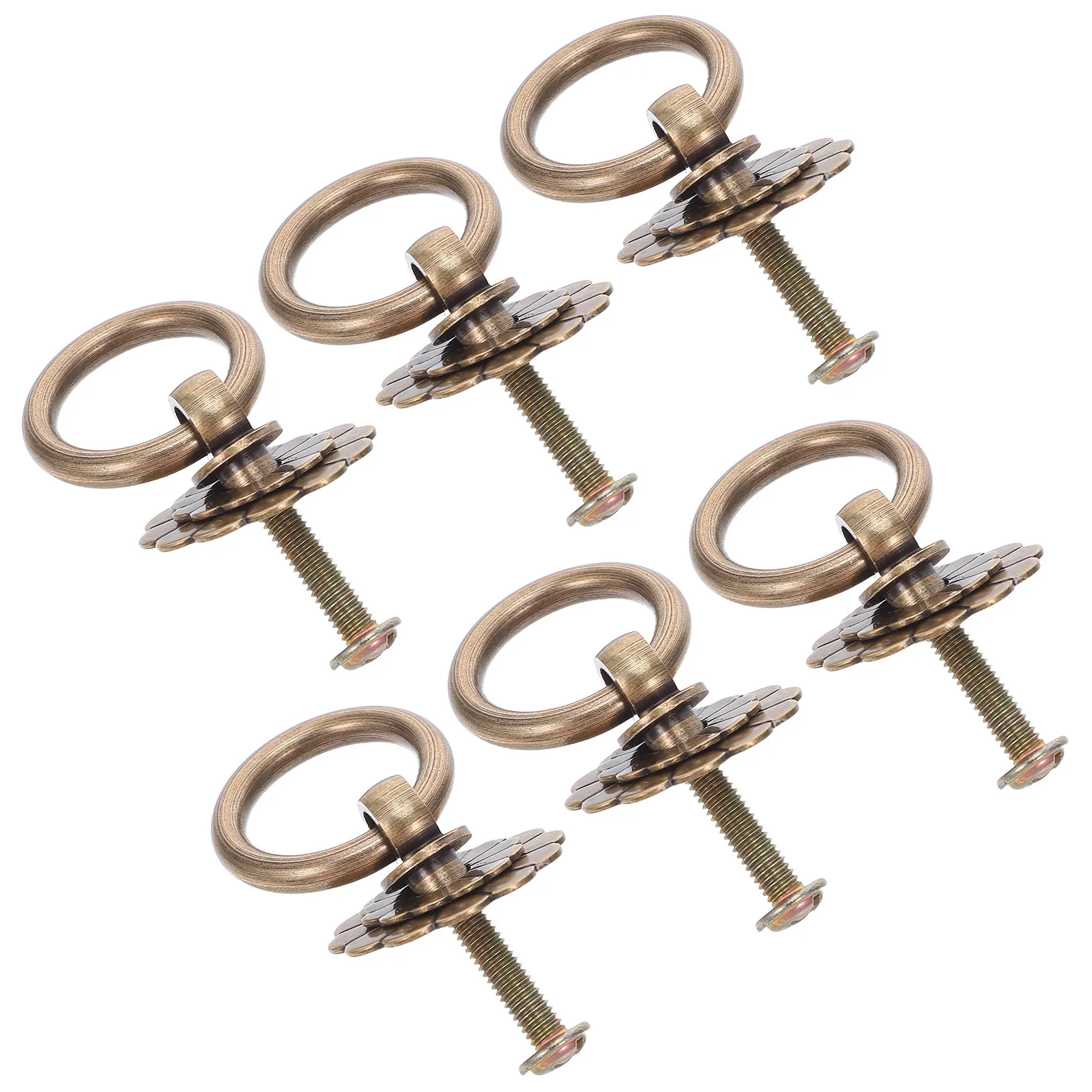 6Pcs Vintage Brass Flower Knobs Cabinet Drawer Handles Elegant Floral Pattern Comfortable Grip for Farmhouse Kitchen Bathroom