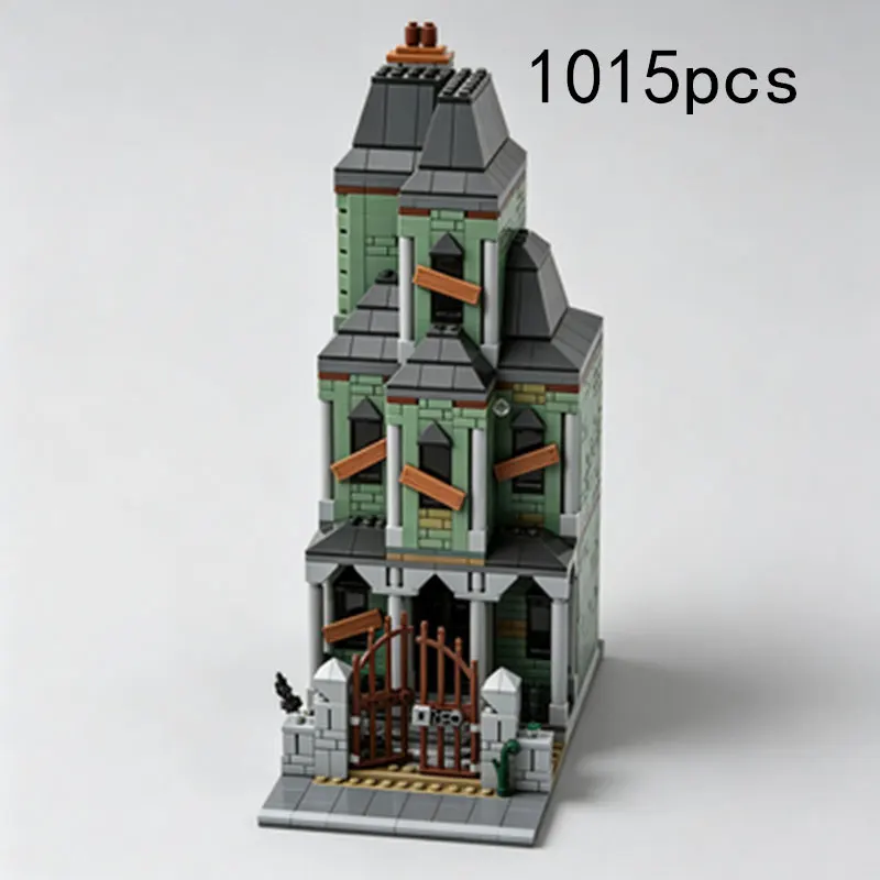 

MOC Street View Haunted House Building Set (1015 Pieces) — Small-Particle Assembly Bricks, Dark-Themed Model Toy & Scene Expansi