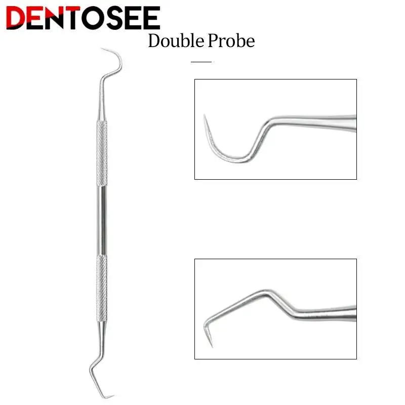 Dentist Clean Tools Dental Mirror Double Probe /sickle /hoe Tooth Cleaner Stainless Steel Dental Tool Products Oral Care Kit