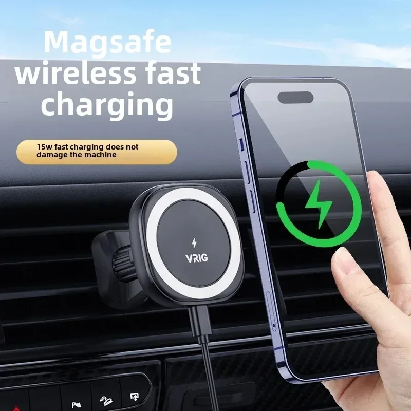 

VRIG For MagSafe Magnetic Car Air Wireless Charger Mount 15W Fast Wireless Charging Phone Holder for iPhone 14 13 12 mini Pro