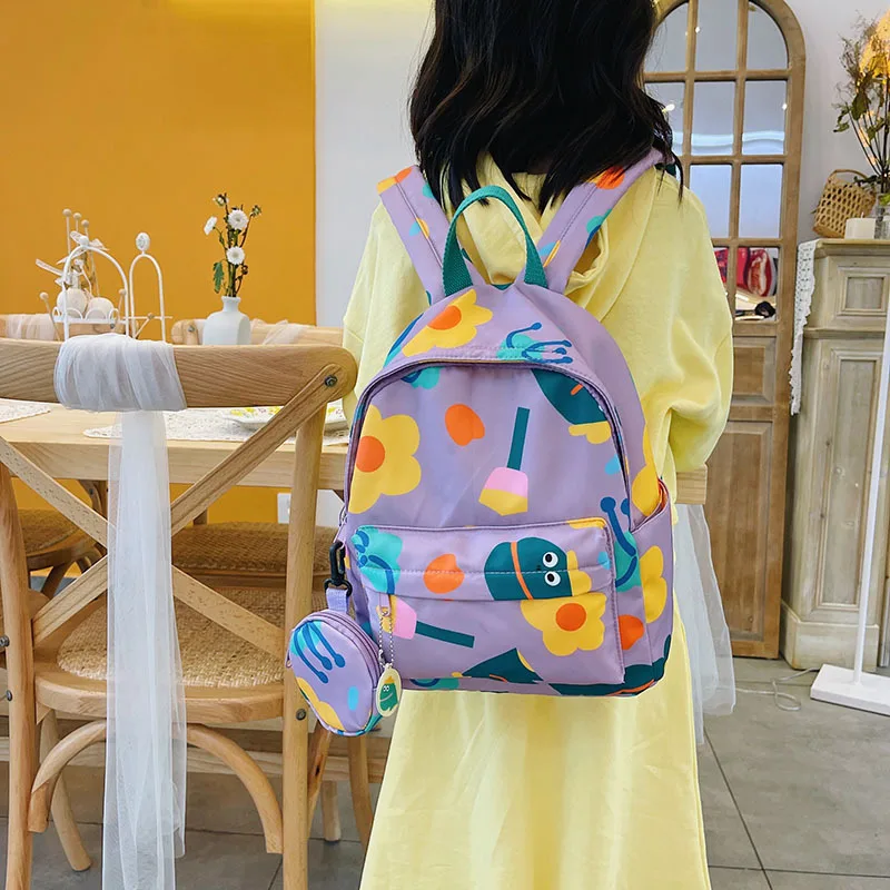 Children's Schoolbag Flower Graffiti Female Backpack Casual Sports Campus Small Fresh Student Breathable Waterproof Backpack