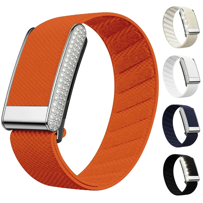 diamond-embedded-case-for-whoop-50-nylon-woven-elastic-strap-casual-wristband-with-full-diamond-bright-silver-metal-u-frame