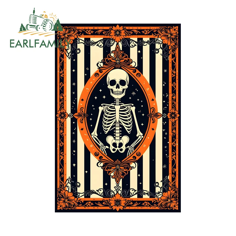EARLFAMILY Fashion Skull Poster Car Stickers Anime Refrigerator Caravan Vinyl Car Wrap Decal Trunk Windows Laptop Car Styling