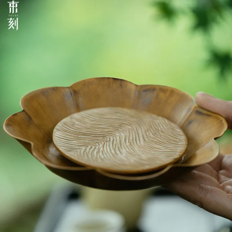 

Bundle engraving Japanese style retro empty dream pot bearing dry brewing tray tea bearing teaset accessories teatray single-l