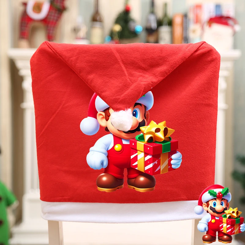 سوبر ماريو برو عيد الميلاد غطاء مقعد أنيمي الكرتون موضة غطاء كرسي 2026 السنة الجديدة عيد الميلاد لوازم ديكور المنزل اكسسوارات #5