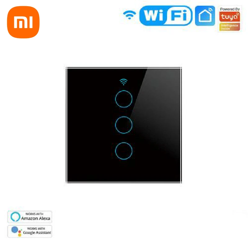 

Xiaomi Tuya WiFi Smart Switch Glass Screen Touch Panel EU1/2/3/4 Gang Light Switch Works With Smart Life Alexa Google Home Alice