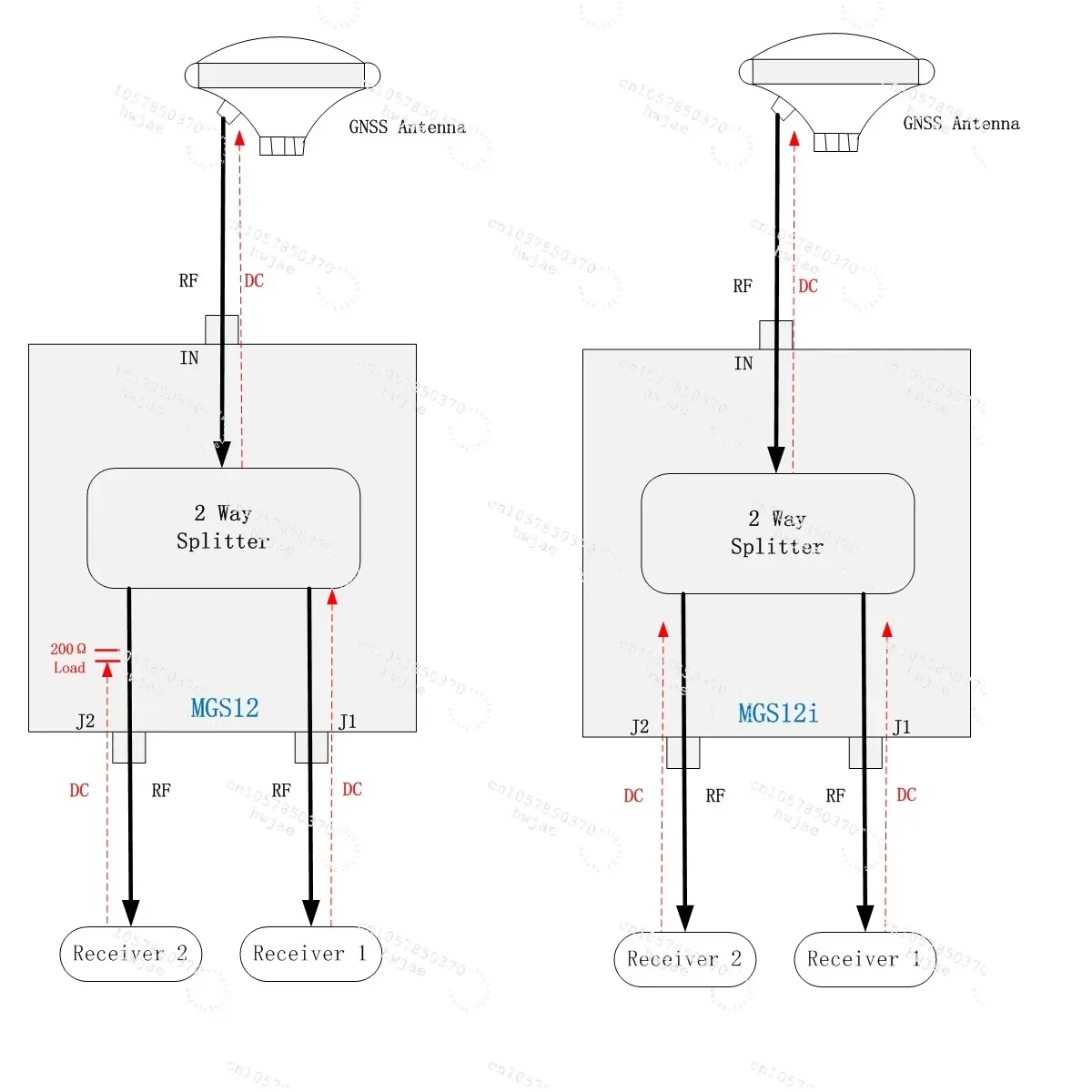 MGS12 GPS GNSS 1-to-2 Power Splitter, Intelligent Two-Way Power Divider N SMA TNC For GPS Beidou