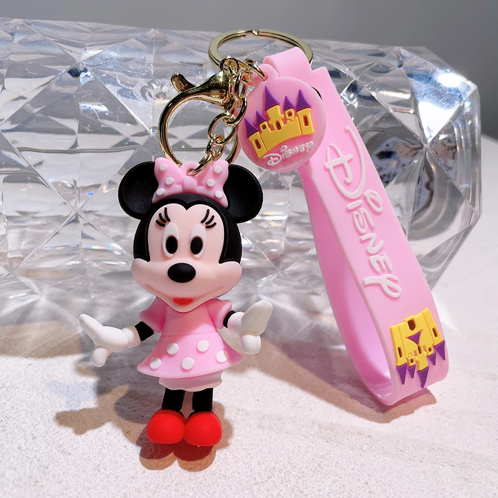 

Disney Mickey Mouse Keychain for Women Anime Cute Minne Figure Doll Keyring Couple Bag Pendent Jewelry Children Toy Xmas Gifts