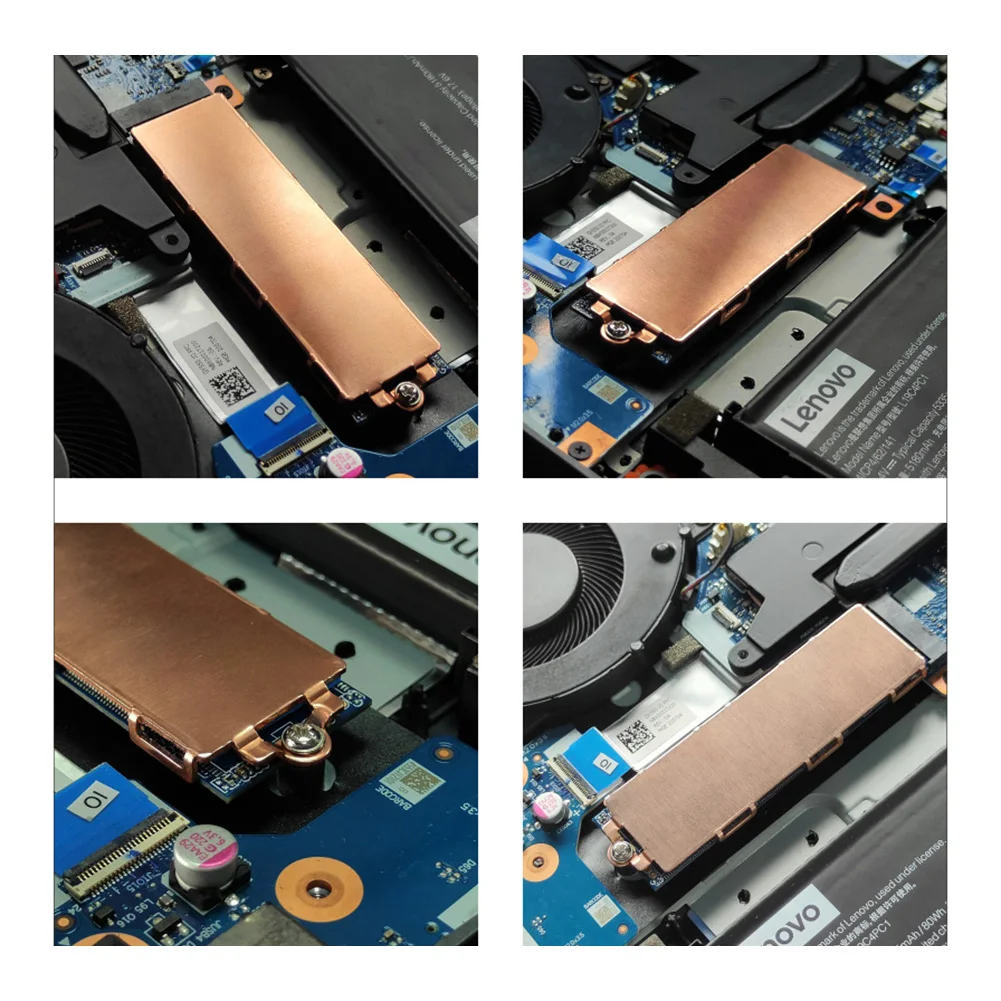 ฮีทซิงค์ M.2 SSD แบบทองแดงพร้อมแผ่นซิลิโคนระบายความร้อน ชิ้นส่วนอะไหล่หม้อน้ำระบายความร้อนแบบด้านเดียว/สองด้าน อุปกรณ์เสริมสำหรับแล็ปท็อป