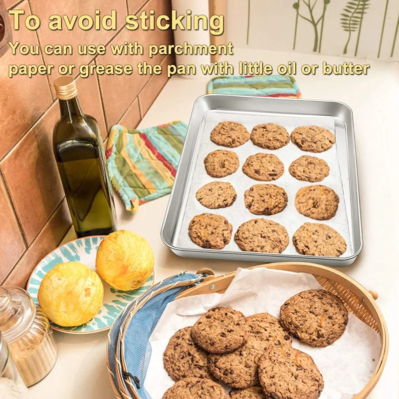 Baking Cookie Sheet Set Of 2, Stainless Steel Baking Sheets Pan Oven Tray, 16X12x1inch, Mirror Finished & Easy Clean