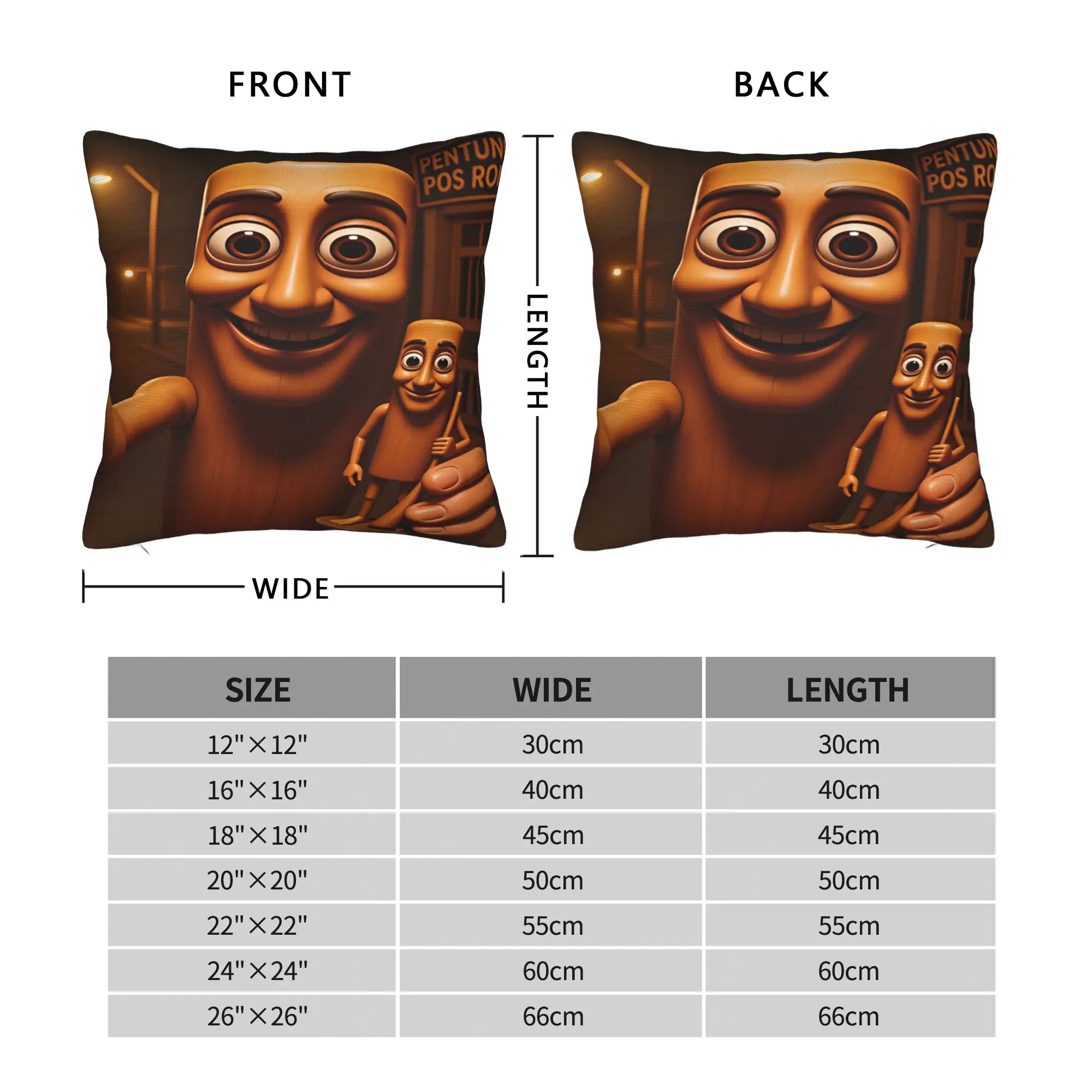 Big Tung Taking Selfie Holding Small Tung Figurine Pillowcases Cute Pillow Case For Office Car Home Decor Soft Pillow Cover