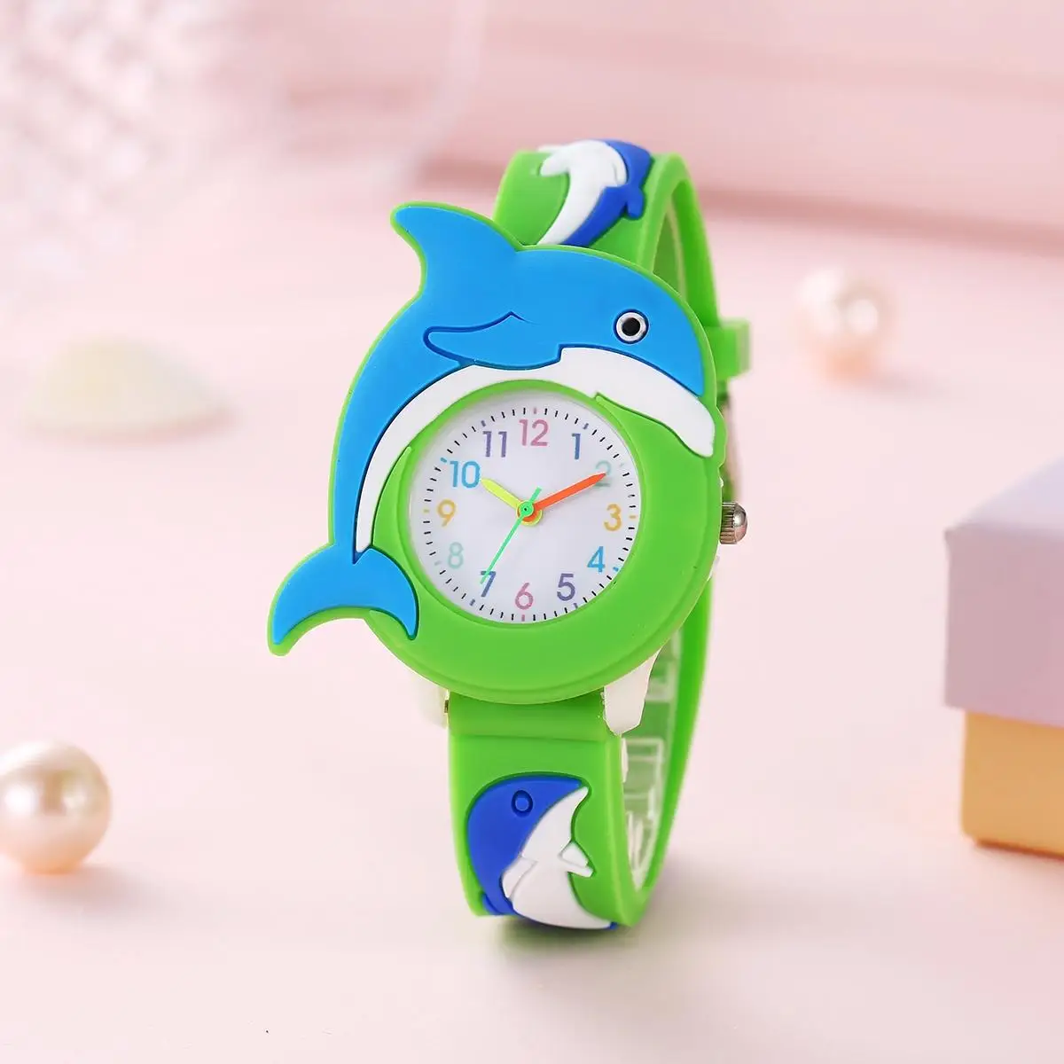 Cartoon Children's Watch Silicone 3D Student Cute Quartz Watch Dolphin Pattern Watch