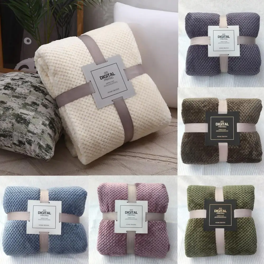 Soft Flannel Plush for Bed Solid Color Gift Blanket Throw Blanket Fleece Bedspread Cover Sofa Christmas Dropship