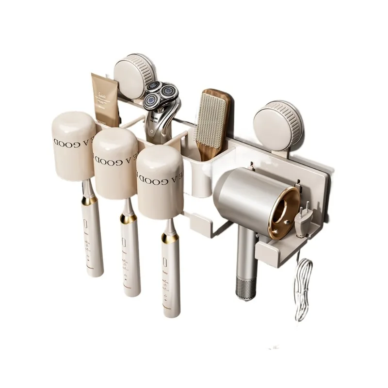 suction-cup-toothbrush-rack-no-punching-bathroom-hair-dryer-bracket-wall-mounted-toothpaste-brushing-cup-holder