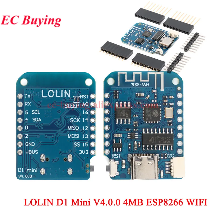 10Pcs/1pc LOLIN D1 Mini V4.0.0 WEMOS WIFI Internet of Things Board ESP8266 4MB MicroPython Nodemcu for Arduino IDE TYPE-C USB