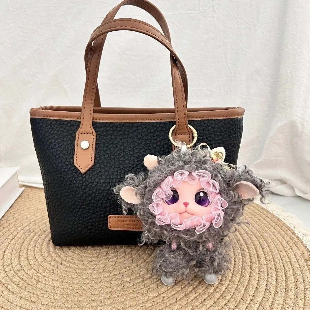 Cute Lolita Curly Hair Sheep Plush Keychain Ornaments Kawaii Lamb Doll Pendant Decorations Bag Hanging Car Key Ring Party Decor