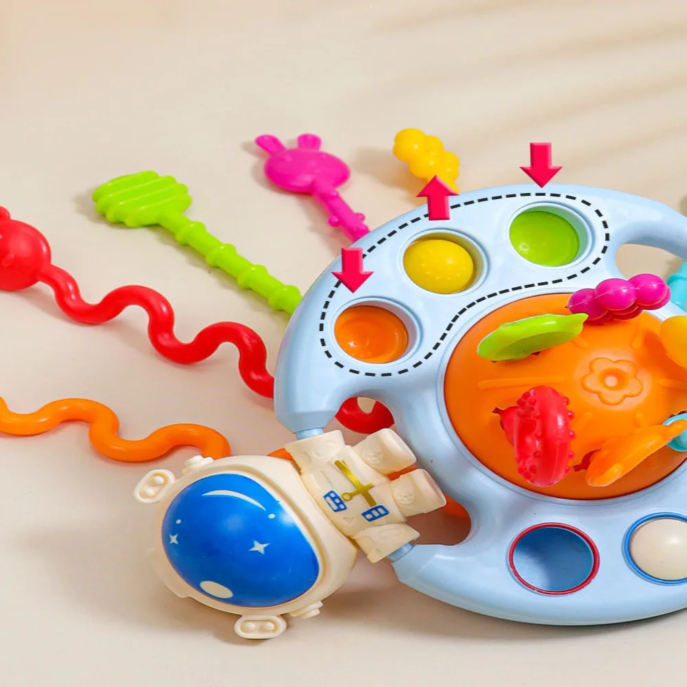 Engável empilhável 1-3 anos ufo puxar corda bebê montessori brinquedos crianças brinquedos educativos brinquedo do bebê desenvolver dentição brinquedos sensoriais