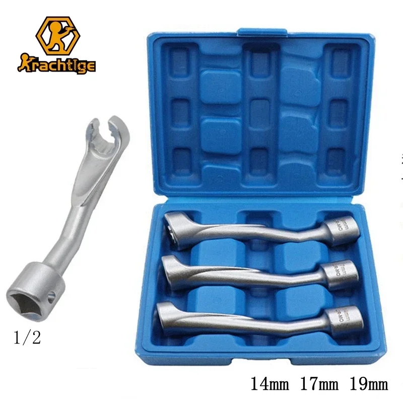 Krachtige 12.5 mm Chave de Tubo de Combustível de Extremidade Aberta 14 mm 17 mm 19 mm Chave de Extremidade Aberta de Soquete de Junta de Tubo de Combustível