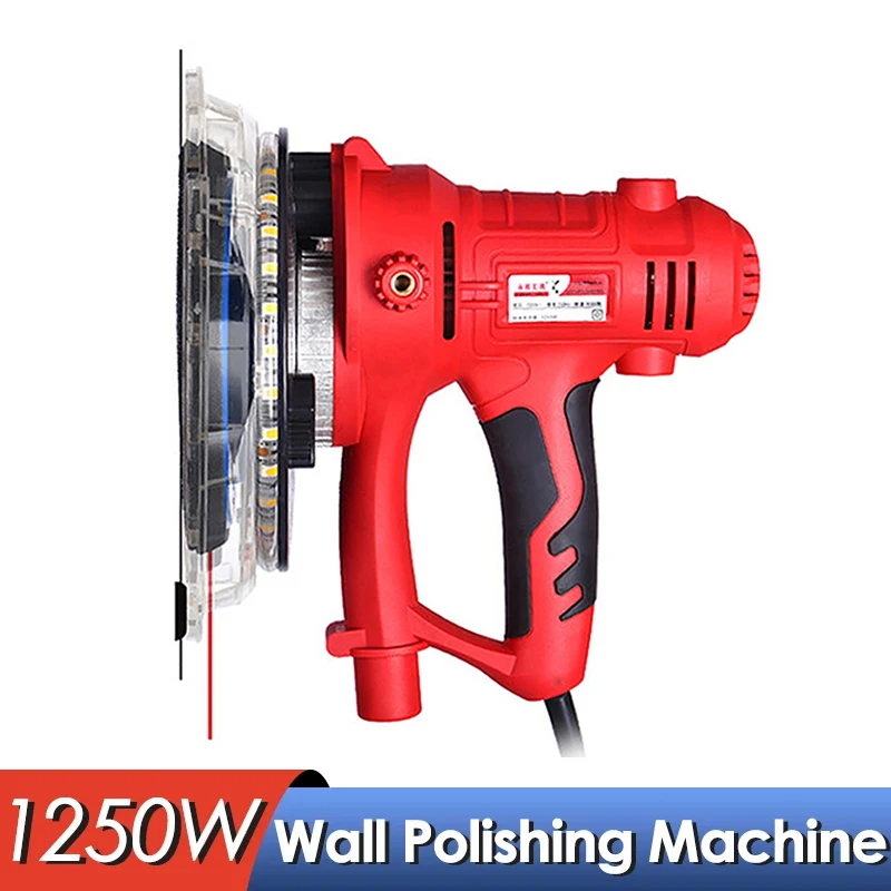 

1250W Drywall Sander Wall Grinding Machine with Lamp Self-Vacuum Sandpaper Machine Putty Handheld Electric Polisher Grinder