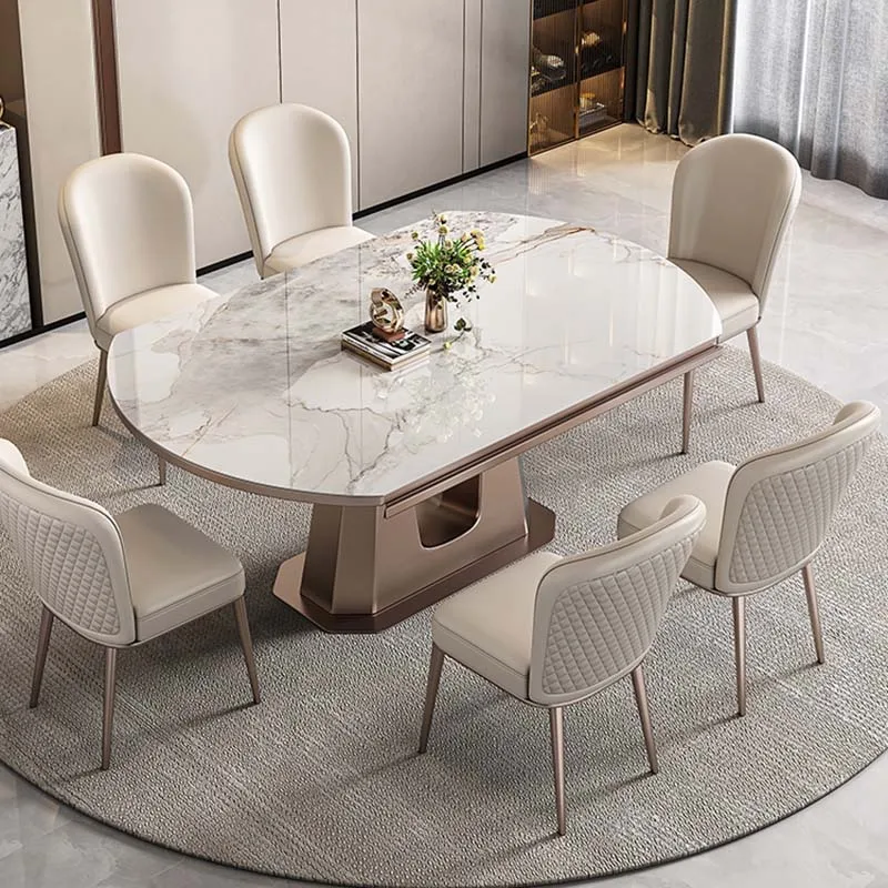 Restaurant Adjustable Table Round Extendable Long Modern Living Room Dining Table Restaurant Lounge Muebles Unique Furniture