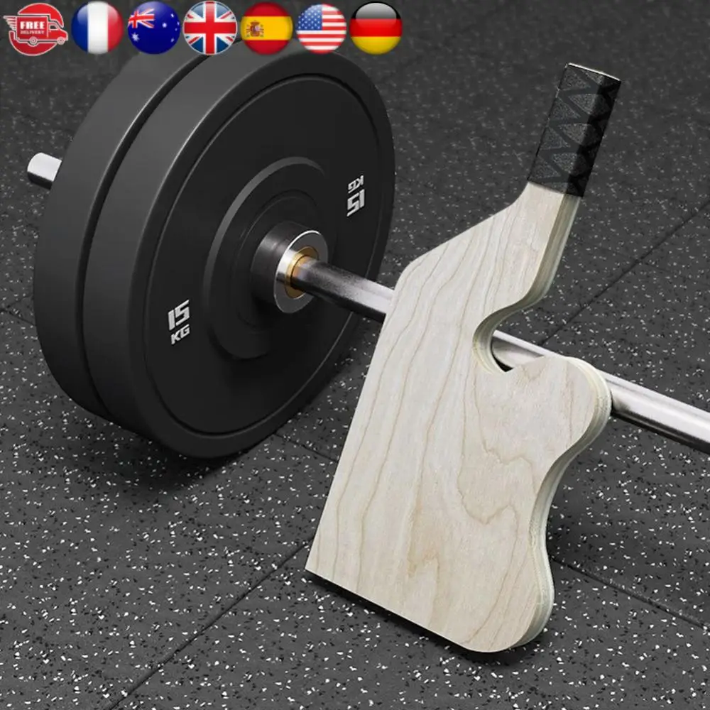 

Wooden Barbell Plate Changer with Non-Slip Handle Barbell Stand Deadlift Barbell Holder Jack for Loading/Unloading Barbell Bar