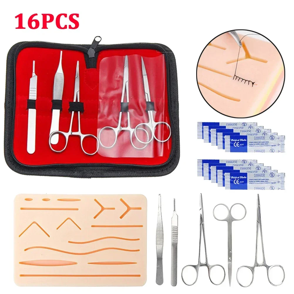 Silicone Surgical Suture Training Kit Reusable Skin Wounds Suture Teaching Module Human Traumatic Suturing Training Bag