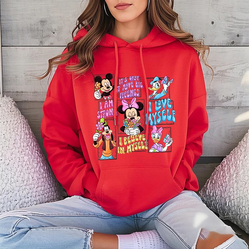 Disney Mickey and Friends Printed Adult Hoodies Sports Sweatshirts Women's Casual Tops