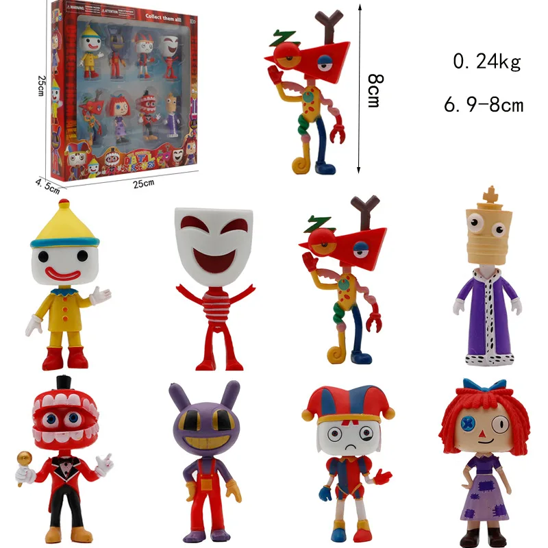 8pcs/Set The Amazing Digital Circus Figure Toy Pomni Jax Kinger Action Figure with Box For Kid Xmas Gift