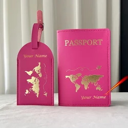 Personalised Couple Passport Holder Cute Map Passport Case with Luggage Tags Travel Wallet Organizer Travel Accessories