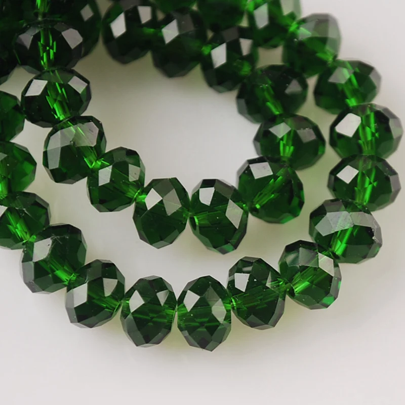 Rondelle Faceted Czech Crystal Glass  Deep Green Color 3mm 4mm 6mm 8mm 10mm 12mm Loose Spacer Beads for Jewelry Making DIY