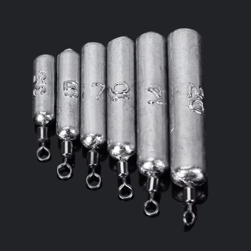 15PCS/Lot Drop Shot Sinkers 3.5g/5g/7g/10g/14g/20g Cylindrical Tube Plumb Pendant Metal Jig Sea Tackle Kit Fishing Accessories