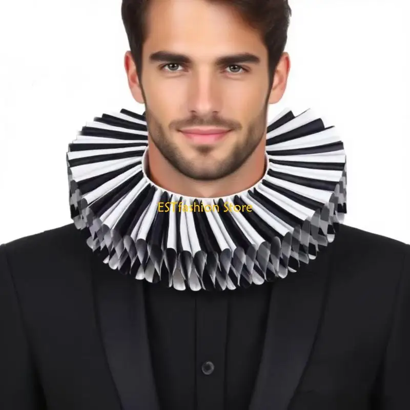 Y5GC Elegant Elizabethan Neck Ruff And Matching Cuffs For Circus Medieval Theme