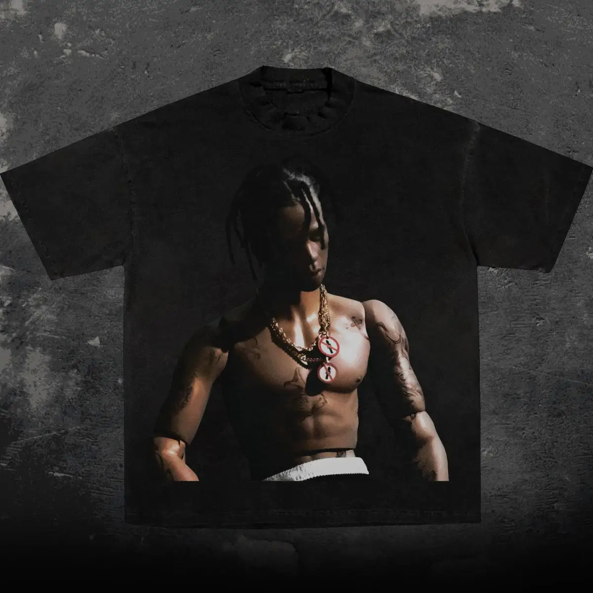 2025 Spring Summer Men Cudi Vintage Tee Vintage Printed Hip Hop Casual Short Sleeve T-shirt Men's  Women's American Cotton Top