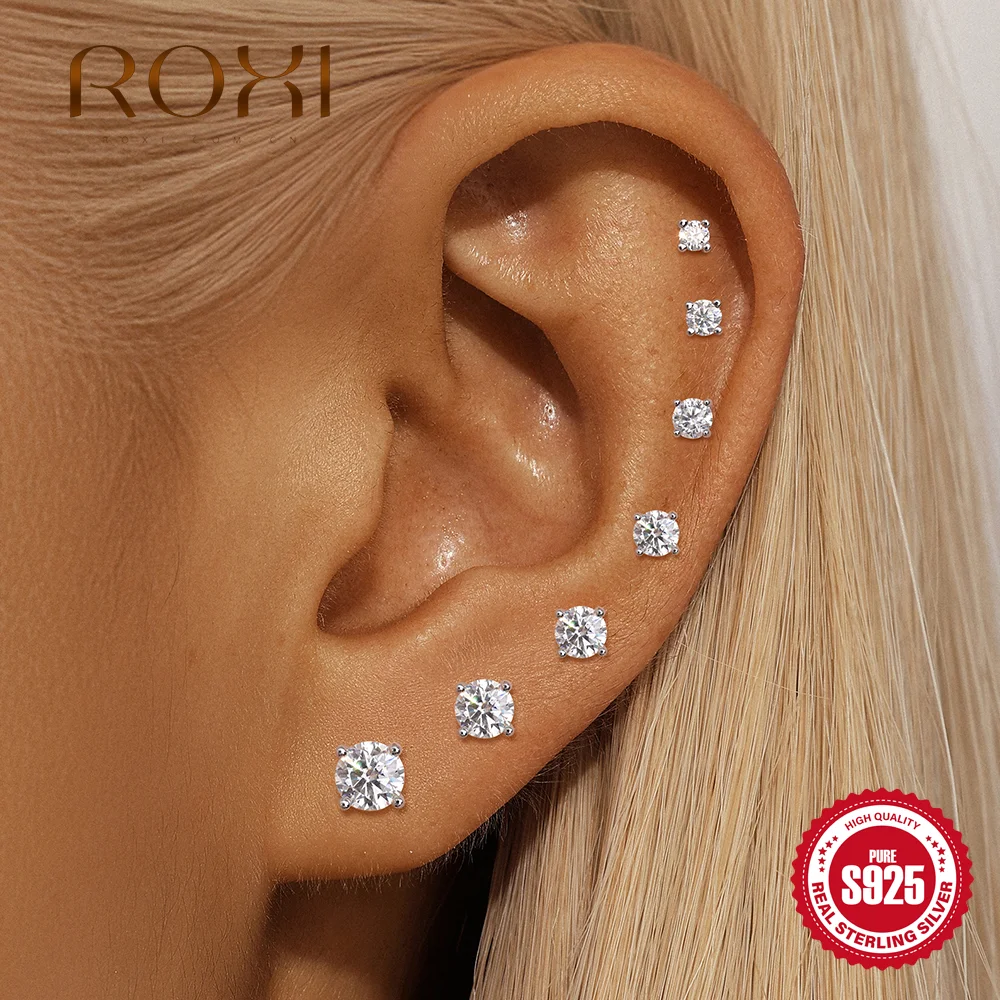 

ROXI 1Pc 0.03-1.2Carat Four Prong Setting Round Colorless Moissanite Classic Piercing for Women Wedding Bridal Jewelry